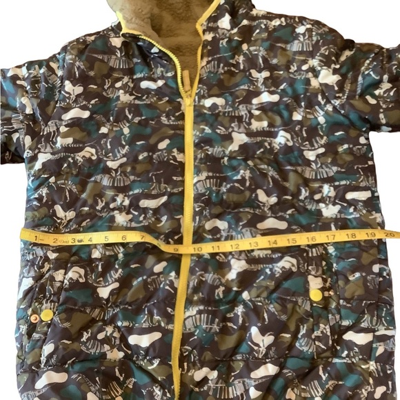 Cat & Jack Reversible Dinosaur Sherpa Puffer Jacket Boys Size L 10/12 - Picture 7 of 10